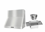 DAR 1220 Set 7 Wall-Mounted Range Hood with Extraction Mode with integrated XL motor including 12" chimney cover.