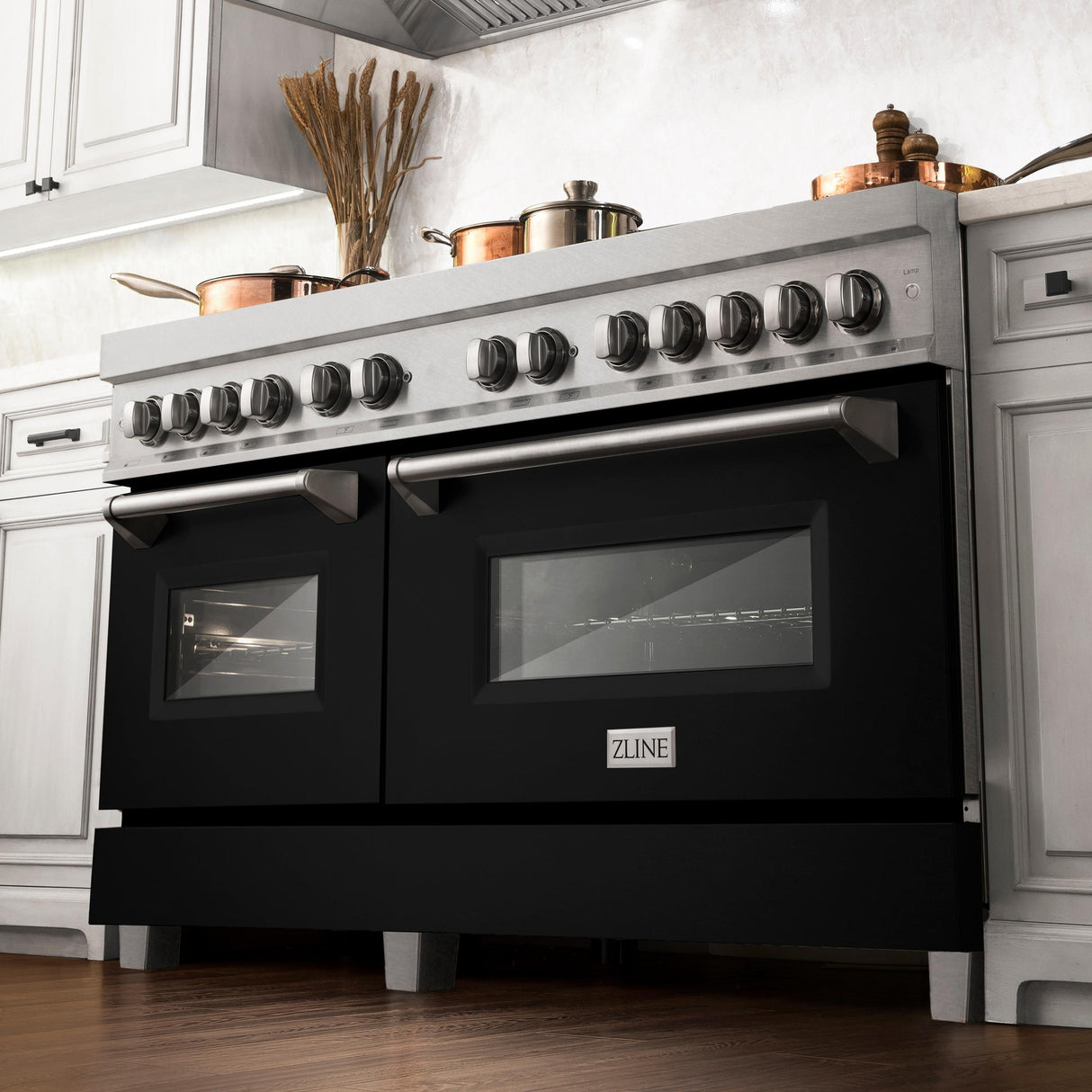 ZLINE 60 in. 7.4 cu. ft. Dual Fuel Range with Gas Stove and Electric Oven in DuraSnow Stainless Steel and Colored Door Options (RAS-60) [Color: DuraSnow Stainless Steel with Black Matte Door]