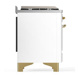 ILVE UMD40FNR3WHG Majestic III 40 inch Dual Fuel Range with 6 Burners and Griddle, Dual Function Burner up to 25,000 BTU (Natural Gas, Triple Glass Door, White, Brass)