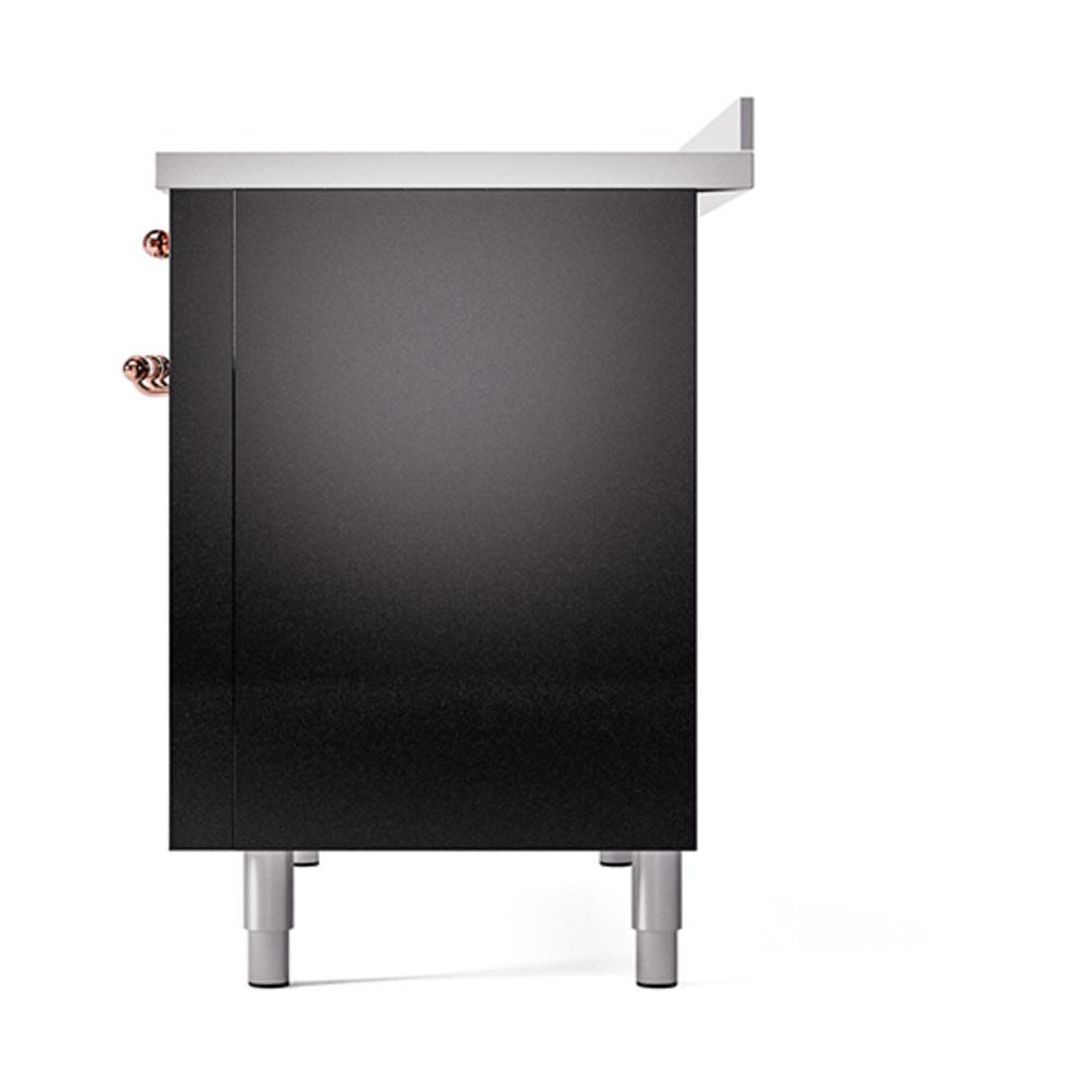 ILVE UNI486QNMPBKP Nostalgie II Noblesse 48 inch Induction Range (Solid Door, Glossy Black, Copper)