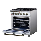 Forno Massimo 30-Inch White Freestanding Gas Range, 4 Burners, True Convection Oven