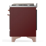 ILVE UM60FNR3BUP Majestic III 60 inch Dual Fuel Range with 9 Burners and Griddle, Dual Function Burner up to 25,000 BTU (Natural Gas, Triple Glass Door, Burgundy, Copper)