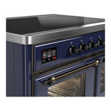 ILVE UMDIB40NR3MBB Majestic III 40 inch Induction Range with 6 Elements, 3.82 cu. ft. Total Oven Capacity (Triple Glass Door, Midnight Blue, Burnished)