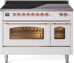 Nostalgie II 48 Inch Electric Freestanding Range in White with Copper Trim