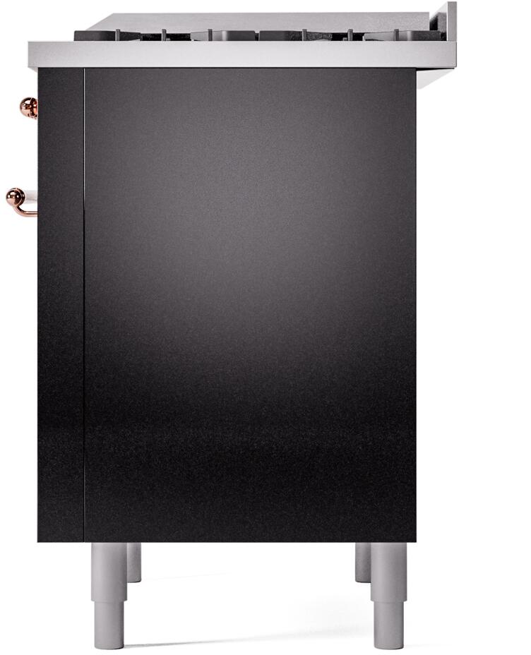 Nostalgie II 36 Inch Dual Fuel Natural Gas Freestanding Range in Glossy Black with Copper Trim