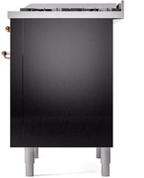 Nostalgie II 36 Inch Dual Fuel Natural Gas Freestanding Range in Glossy Black with Copper Trim