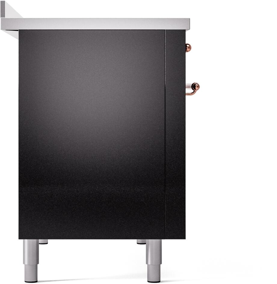 Nostalgie II 48 Inch Electric Freestanding Range in Glossy Black with Copper Trim