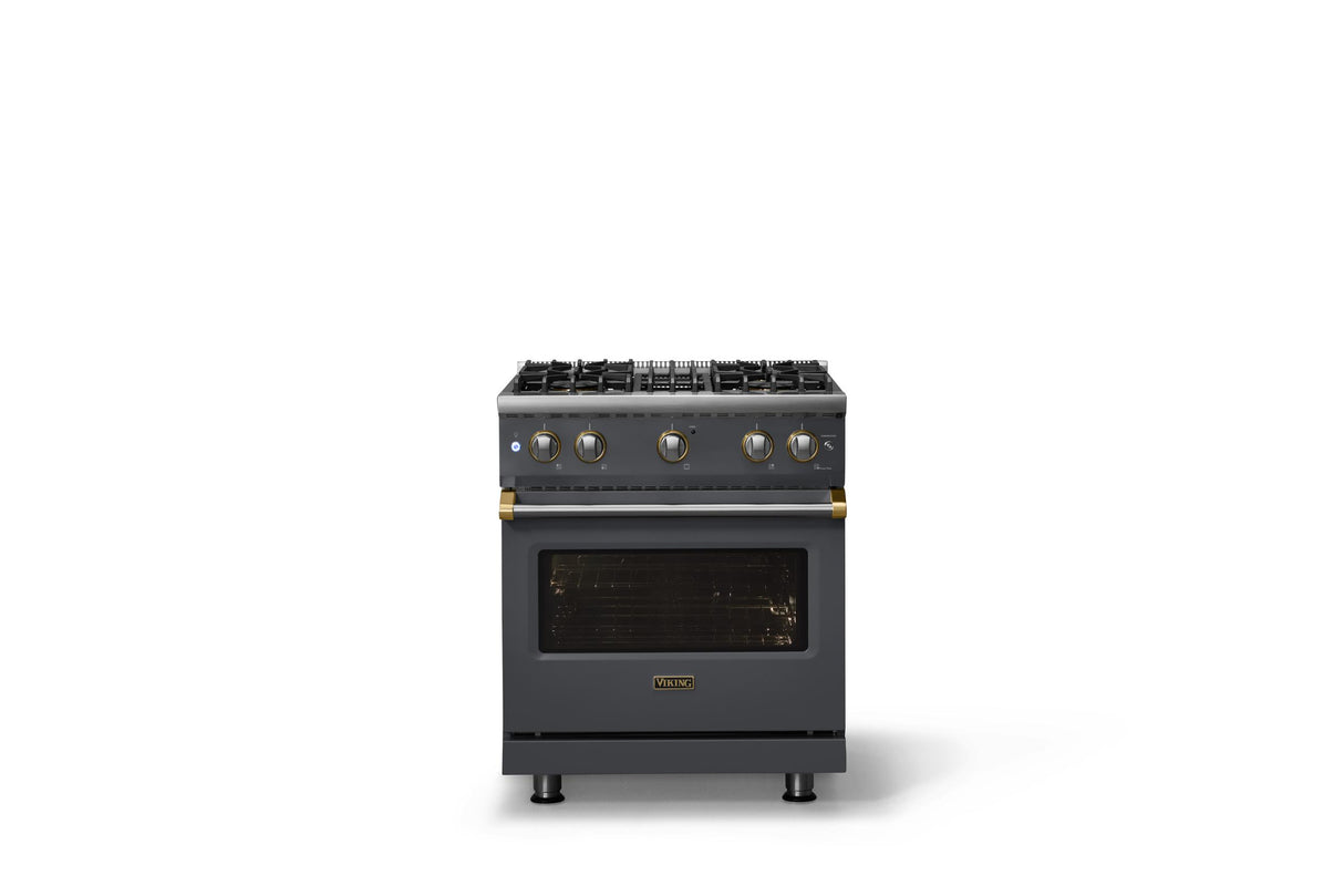 30"W. Sealed Burner Gas Range (Finish: Cast Black, Trim: Polished Chrome, Fuel: Propane)