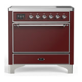 ILVE UMIB36QNR3BUC Majestic III 36 inch Induction Range with 6 Elements, 3.5 cu. ft. Total Oven Capacity (Solid Door, Burgundy, Chrome)