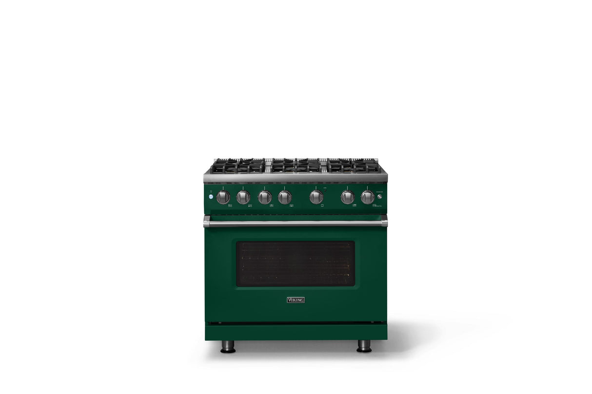 36"W. Sealed Burner Gas Range (Burner: 6b, Finish: Ivy, Trim: Polished Chrome, Fuel: Natural Gas)