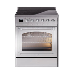 ILVE UNI304NMPSSC Nostalgie II Noblesse 30 inch Induction Range (Triple Glass Door, Stainless Steel, Chrome)