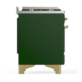 ILVE UMD40FNR3EGGLP Majestic III 40 inch Dual Fuel Range with 6 Burners and Griddle, Dual Function Burner up to 25,000 BTU (Liquid Propane, Triple Glass Door, Emerald Green, Brass)