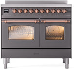 Nostalgie II 40 Inch Electric Freestanding Range in Matte Graphite with Copper Trim