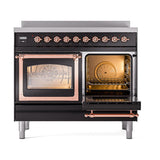 ILVE UNDI406NMPBKP Nostalgie II Noblesse 40 inch Induction Range (Triple Glass Door, Glossy Black, Copper)