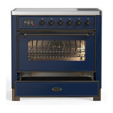 ILVE UMIB36NR3MBB Majestic III 36 inch Induction Range with 6 Elements, 3.5 cu. ft. Total Oven Capacity (Triple Glass Door, Midnight Blue, Burnished)