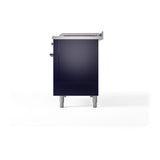 ILVE UN48FSQNMPMBCLP Nostalgie II Noblesse 48 inch Dual Fuel Range (5 Sealed Burners + Griddle + French Top, Liquid Propane, Solid Door, Midnight Blue, Chrome)
