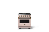 30"W. Dual Fuel Range (Finish: Blush, Trim: Brushed Brass, Fuel: Propane)