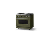 36"W. Sealed Burner Gas Range (Burner: 4g, Finish: Martini, Trim: Brushed Brass, Fuel: Natural Gas)