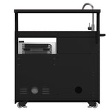 Forno All Aperto 99,600 BTU Outdoor Kitchen, 5 Burners, Infrared Burners, Side Burner, Black Sintered Stone Countertops, Gas Pizza Oven, Sink Module, Bar & Beverage Center
