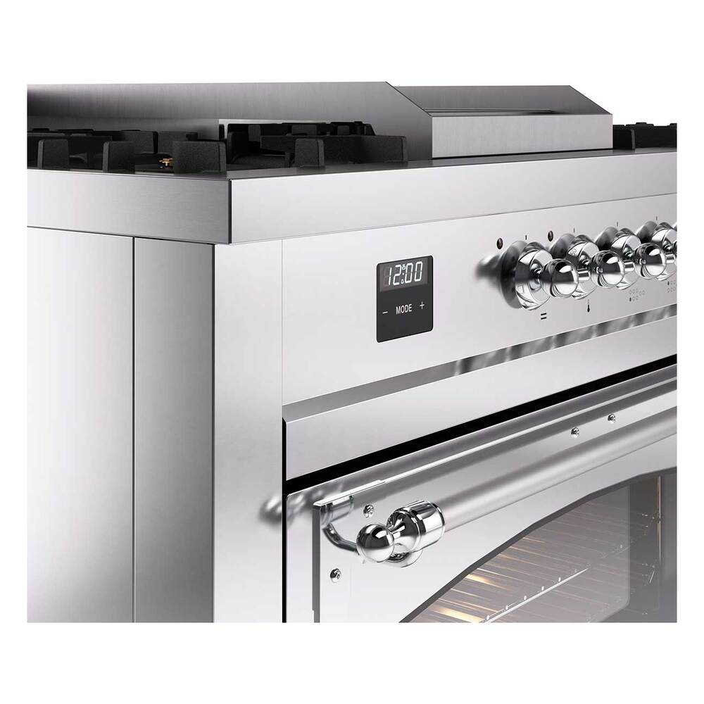 ILVE UN60FSNMPRAG Nostalgie II Noblesse 60 inch Dual Fuel Range (7 Sealed Burners + Griddle + French Top, Natural Gas, Triple Glass Door, RAL, Brass)