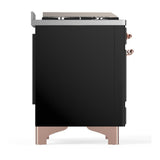 ILVE UMD40FNR3BKPLP Majestic III 40 inch Dual Fuel Range with 6 Burners and Griddle, Dual Function Burner up to 25,000 BTU (Liquid Propane, Triple Glass Door, Glossy Black, Copper)