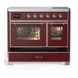 ILVE UMDIB40NR3BUP Majestic III 40 inch Induction Range with 6 Elements, 3.82 cu. ft. Total Oven Capacity (Triple Glass Door, Burgundy, Copper)