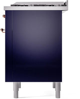 Nostalgie II 36 Inch Dual Fuel Liquid Propane Freestanding Range in Blue with Copper Trim