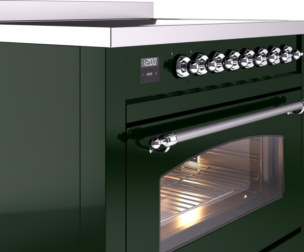 Nostalgie II 36 Inch Electric Freestanding Range in Emerald Green with Chrome Trim