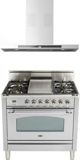 BRAVO36 36" Bravo Wall Mount Chimney Style Range Hood with 600 CFM, LED Lighting, in Stainless Steel