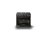 36"W. Sealed Burner Gas Range (Burner: 6b, Finish: Antique Bronze, Trim: Polished Chrome, Fuel: Propane)