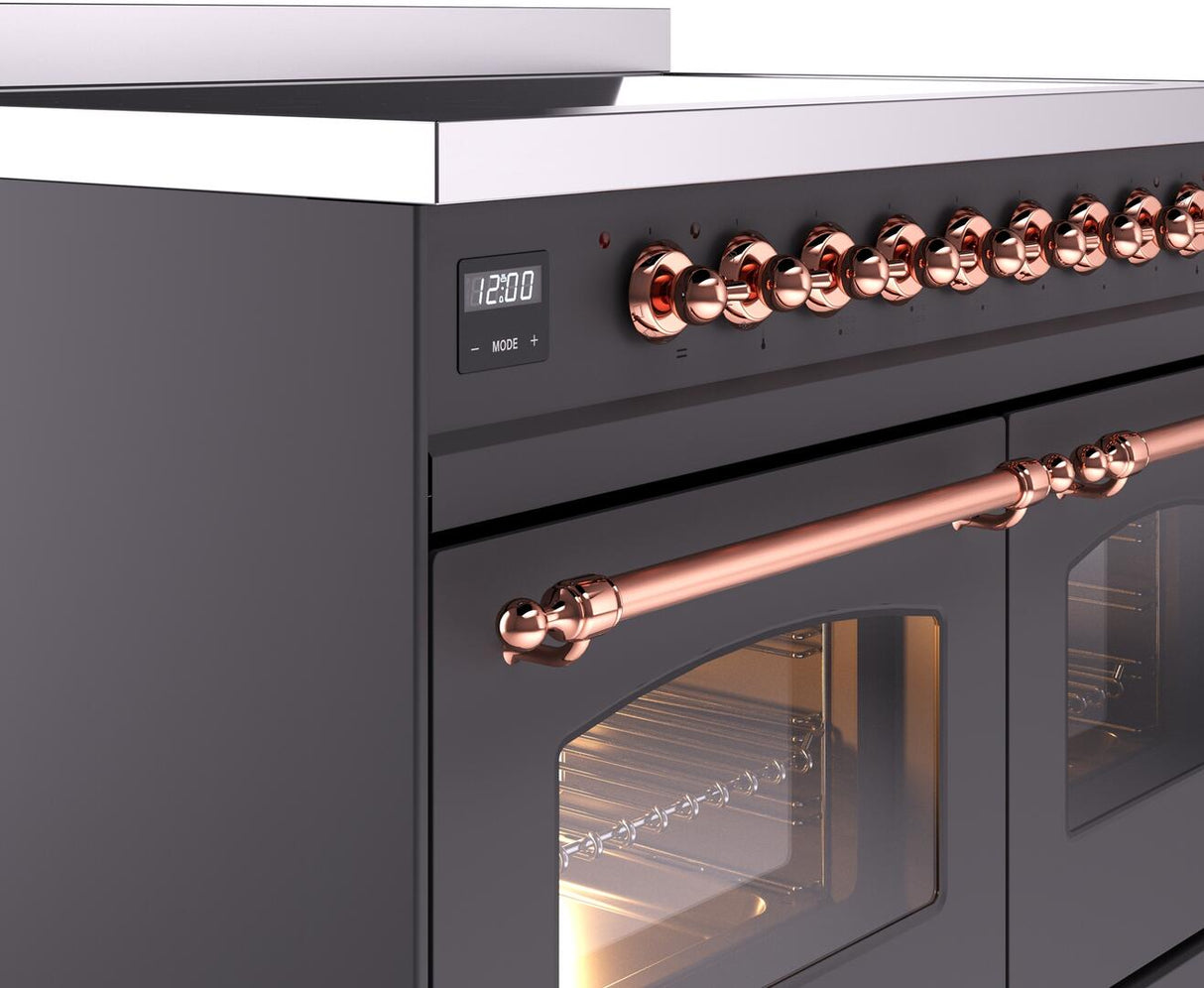 Nostalgie II 40 Inch Electric Freestanding Range in Matte Graphite with Copper Trim
