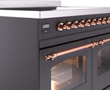 Nostalgie II 40 Inch Electric Freestanding Range in Matte Graphite with Copper Trim