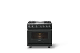 36"W. Dual Fuel Range (Burner: 4g, Finish: Antique Bronze, Trim: Polished Chrome, Fuel: Natural Gas)