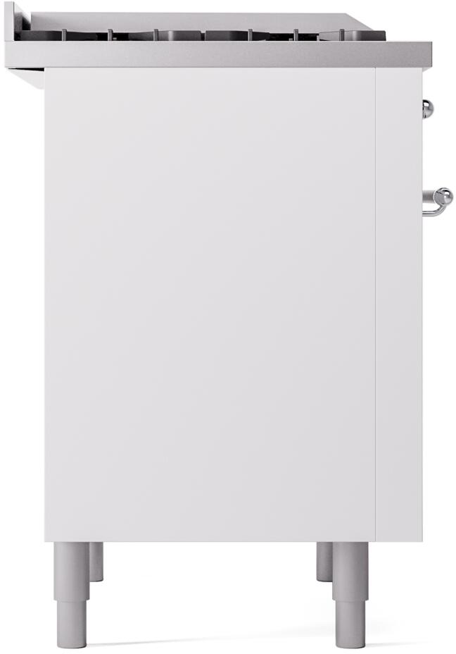 Nostalgie II 36 Inch Dual Fuel Natural Gas Freestanding Range in White with Chrome Trim