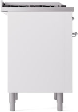 Nostalgie II 36 Inch Dual Fuel Natural Gas Freestanding Range in White with Chrome Trim