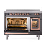 ILVE UNI486NMPMGP Nostalgie II Noblesse 48 inch Induction Range (Triple Glass Door, Graphite Matte, Copper)