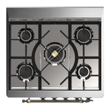 ILVE UM30QNR3MGBLP Majestic III 30 inch Dual Fuel Range with 5 Black Brass Burners, Dual Function Burner up to 25,000 BTU (Liquid Propane, Solid Door, Graphite Matte, Burnished)