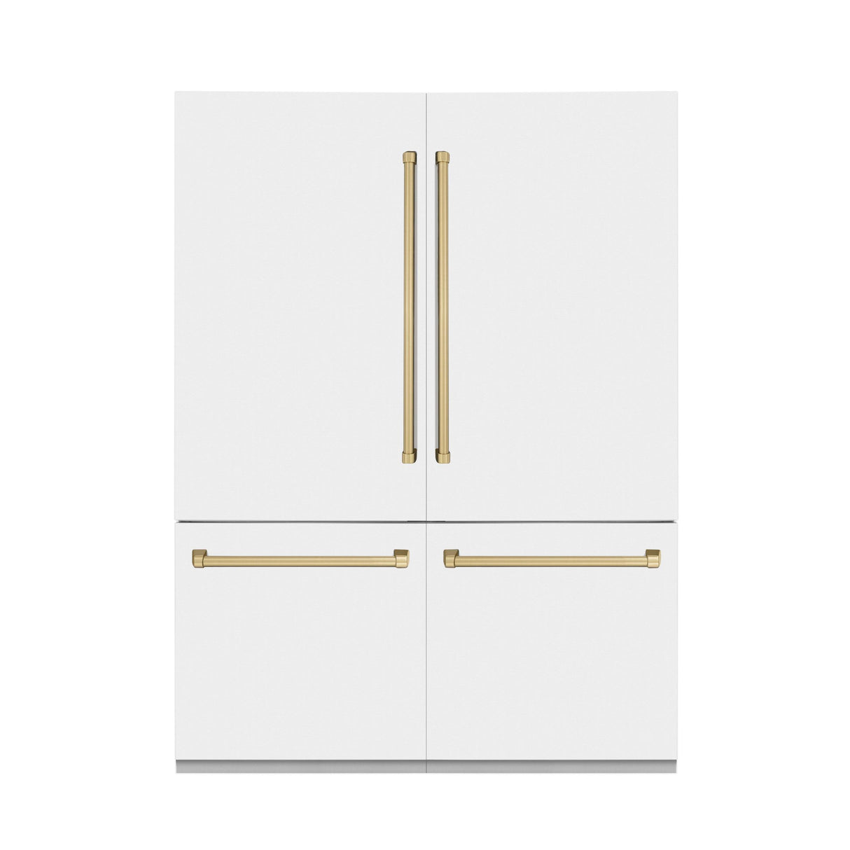 ZLINE 60" Autograph Edition 32.2 cu. ft. Built-in 4-Door French Door Refrigerator with Internal Water and Ice Dispenser in White Matte with Champagne Bronze Accents (RBIVZ-WM-60-CB)