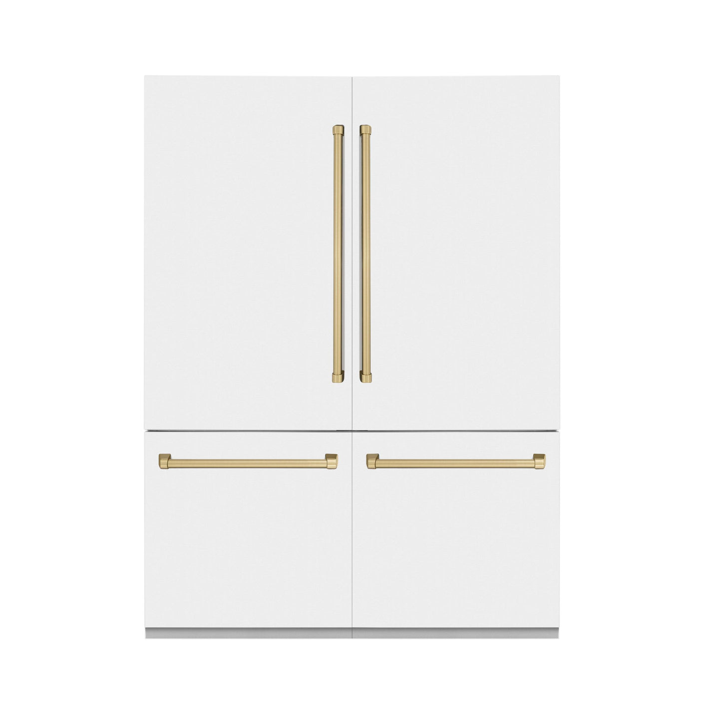 ZLINE 60" Autograph Edition 32.2 cu. ft. Built-in 4-Door French Door Refrigerator with Internal Water and Ice Dispenser in White Matte with Champagne Bronze Accents (RBIVZ-WM-60-CB)