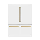 ZLINE 60" Autograph Edition 32.2 cu. ft. Built-in 4-Door French Door Refrigerator with Internal Water and Ice Dispenser in White Matte with Champagne Bronze Accents (RBIVZ-WM-60-CB)