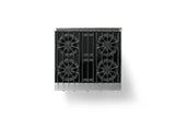 30"W. Open Burner Gas Range (Finish: Ivy, Trim: Brushed Brass, Fuel: Natural Gas)