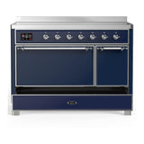 ILVE UMIB48QNR3MBC Majestic III 48 inch Induction Range with 6 Elements, 5.02 cu. ft. Total Oven Capacity (Solid Door, Midnight Blue, Chrome)