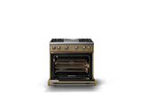 36"W. Sealed Burner Gas Range (Burner: 4g, Finish: Golden Hour, Trim: Brushed Brass, Fuel: Natural Gas)