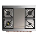 ILVE UM36FQNR3WHP Majestic III 36 inch Dual Fuel Range with 6 Black Brass Burners and Griddle, Dual Function Burner up to 25,000 BTU (Solid Door, White, Copper, Natural Gas)