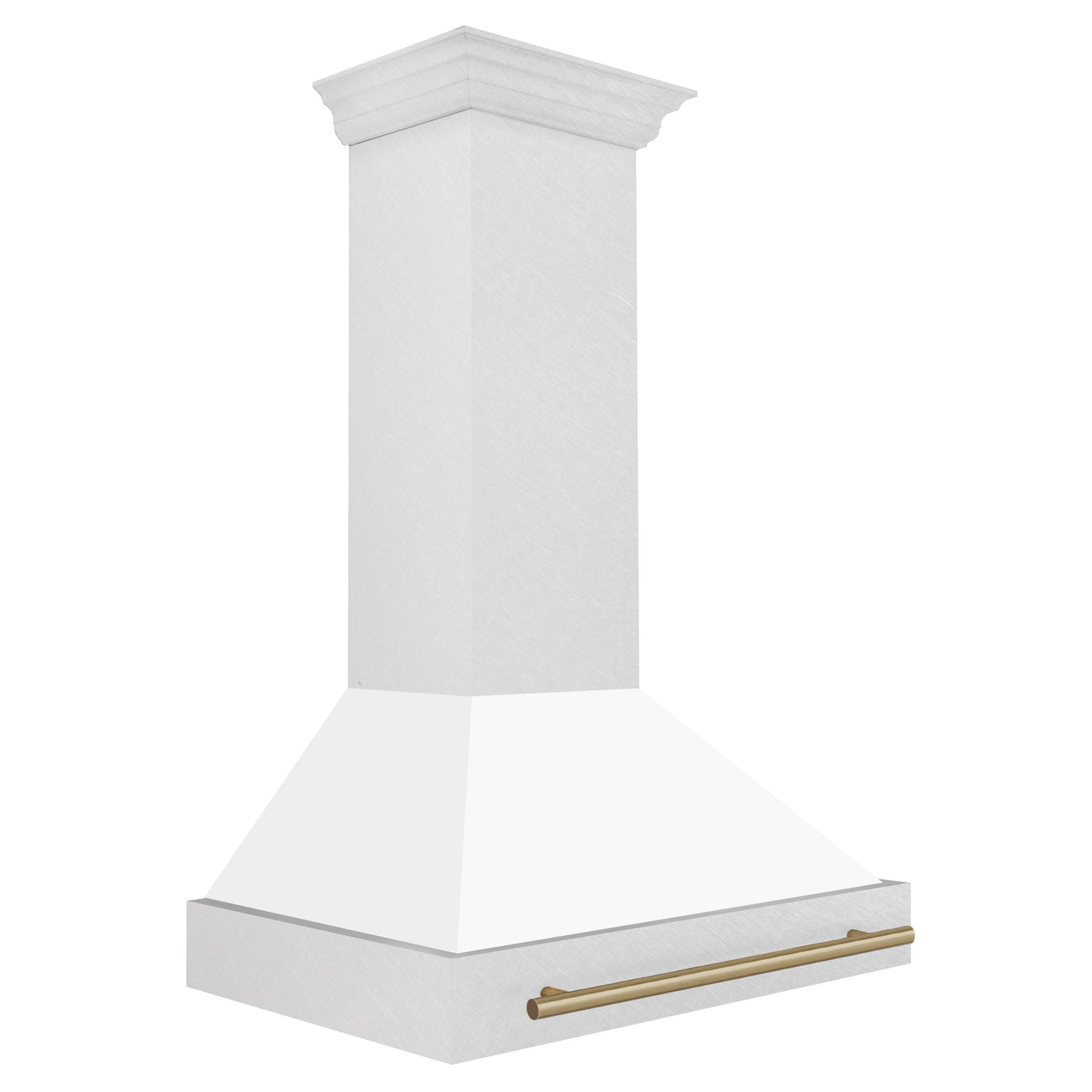 36 in. ZLINE Autograph Edition DuraSnow Stainless Steel Range Hood with White Matte Shell and Accented Handle (8654SNZ-WM36) [Color: Champagne Bronze]
