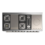 ILVE UM60FSQNR3BUBLP Majestic III 60 inch Dual Fuel Range with 7 Burners, Griddle and French Top, Dual Function Burner with up to 25,000 BTU (Liquid Propane, Solid Door, Burgundy, Burnished)
