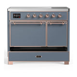 ILVE UMDIB40QNR3BGP Majestic III 40 inch Induction Range with 6 Elements, 3.82 cu. ft. Total Oven Capacity (Solid Door, Blue Grey, Copper)