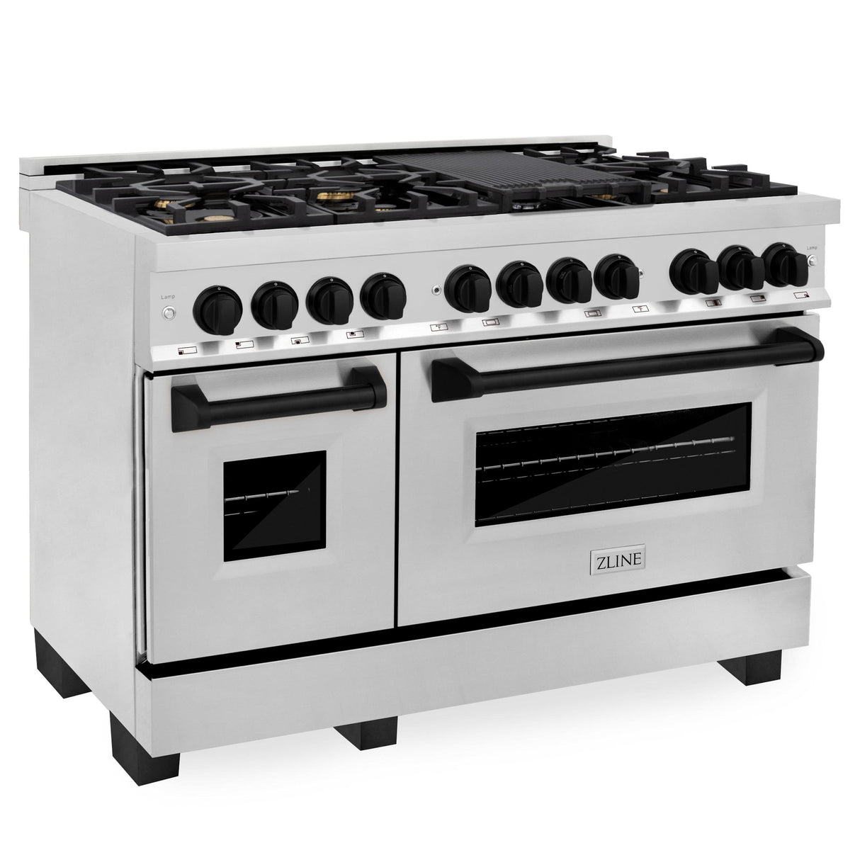 ZLINE Autograph Edition 48" 6.0 cu. ft. Dual Fuel Range with Gas Stove and Electric Oven in Stainless Steel with Accents (RAZ-48) [Color: Matte Black]