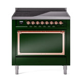 ILVE UNI366QNMPEGP Nostalgie II Noblesse 36 inch Induction Range (Solid Door, Emerald Green, Copper)