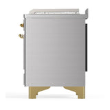 ILVE UM48FSQNR3SSGLP Majestic III 48 inch Dual Fuel Range with 5 Black Brass Burners, Griddle and French Top, Dual Function Burner up to 25,000 BTU (Liquid Propane, Solid Door, Stainless Steel, Brass)